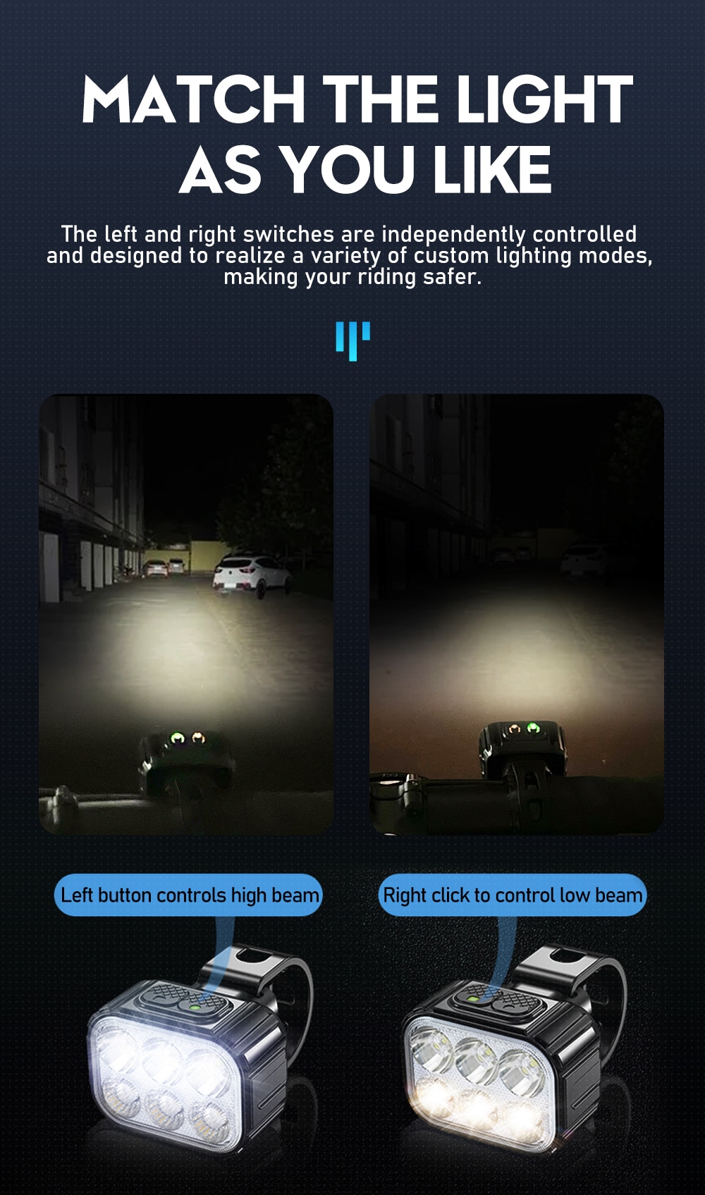 Feu avant et arrière de bicyclette, phare et feu arrière d'avertissement de sécurité, chargeur USB, lampes de nuit étanches pour cyclisme sur route et vtt
