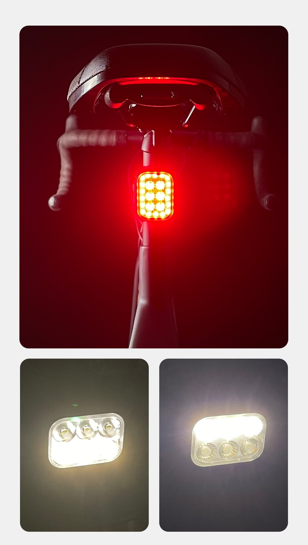Feu avant et arrière de bicyclette, phare et feu arrière d'avertissement de sécurité, chargeur USB, lampes de nuit étanches pour cyclisme sur route et vtt