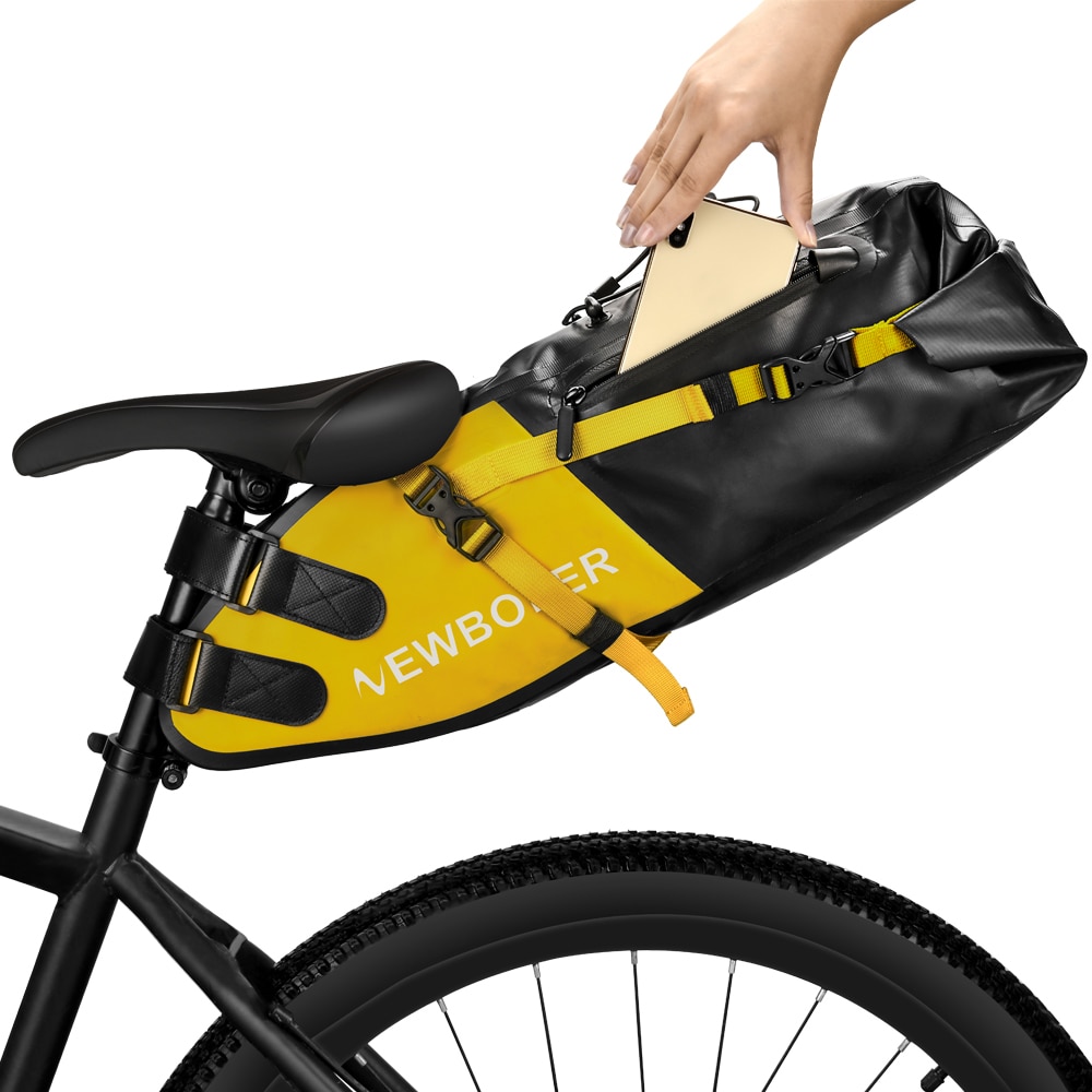 NEWBOLER – Sac de vélo étanche de grande capacité, sacoche arrière pliable pour VTT, coffre de route pour cyclisme, 13L